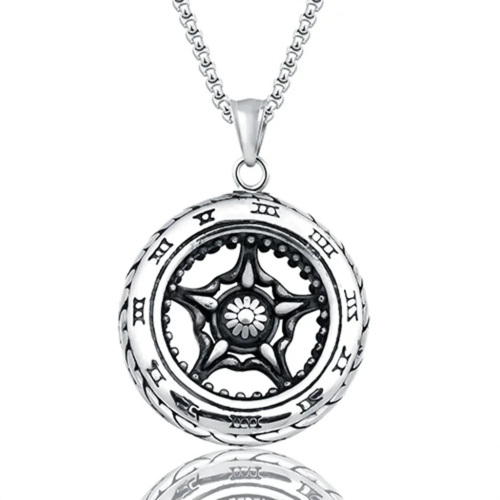 ❤️Tire pendant Roman style numerals pendant necklace for women/men, N90201P177